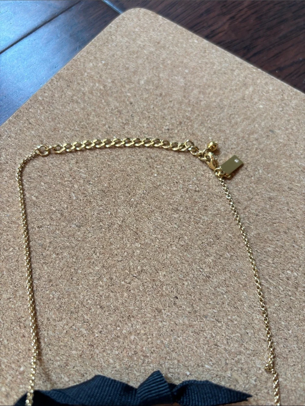 kate spade Gold-tone Long Necklace with Black Flower and Pearl Accents